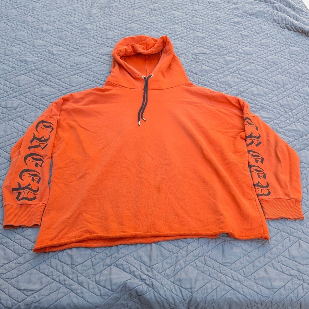 H&M Divided Orange Oversized Hoodie Gothic Sleeve Graphic Men's Large